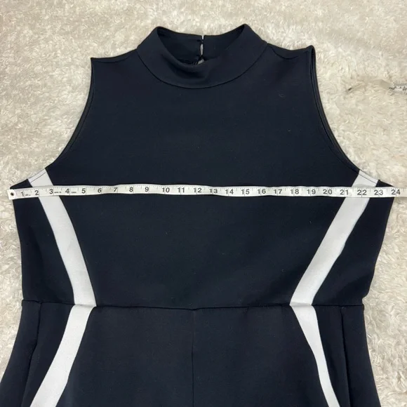 Spanx AirEssentials Mock Neck Striped Track Jumpsuit Very Black Wide Leg Size 2X - Picture 7 of 14
